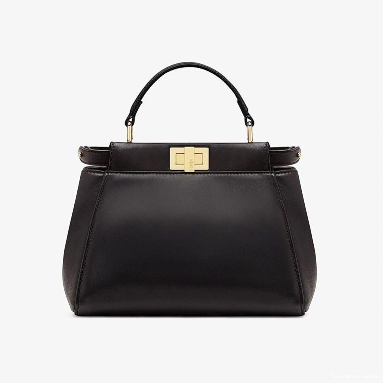 Affordable In Iconic Peekaboo Black Handbag Fendi Nappa Leather Mini 0819
